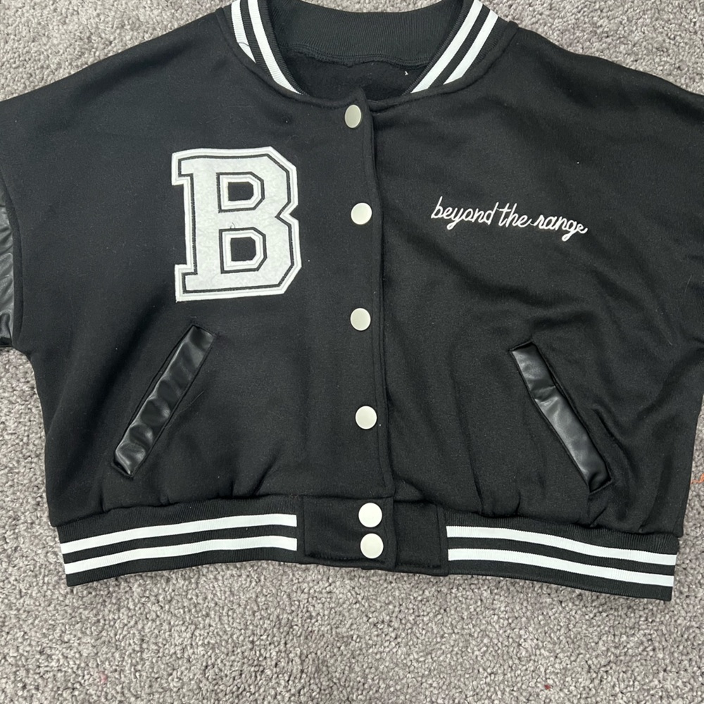 Black varsity crop jacket